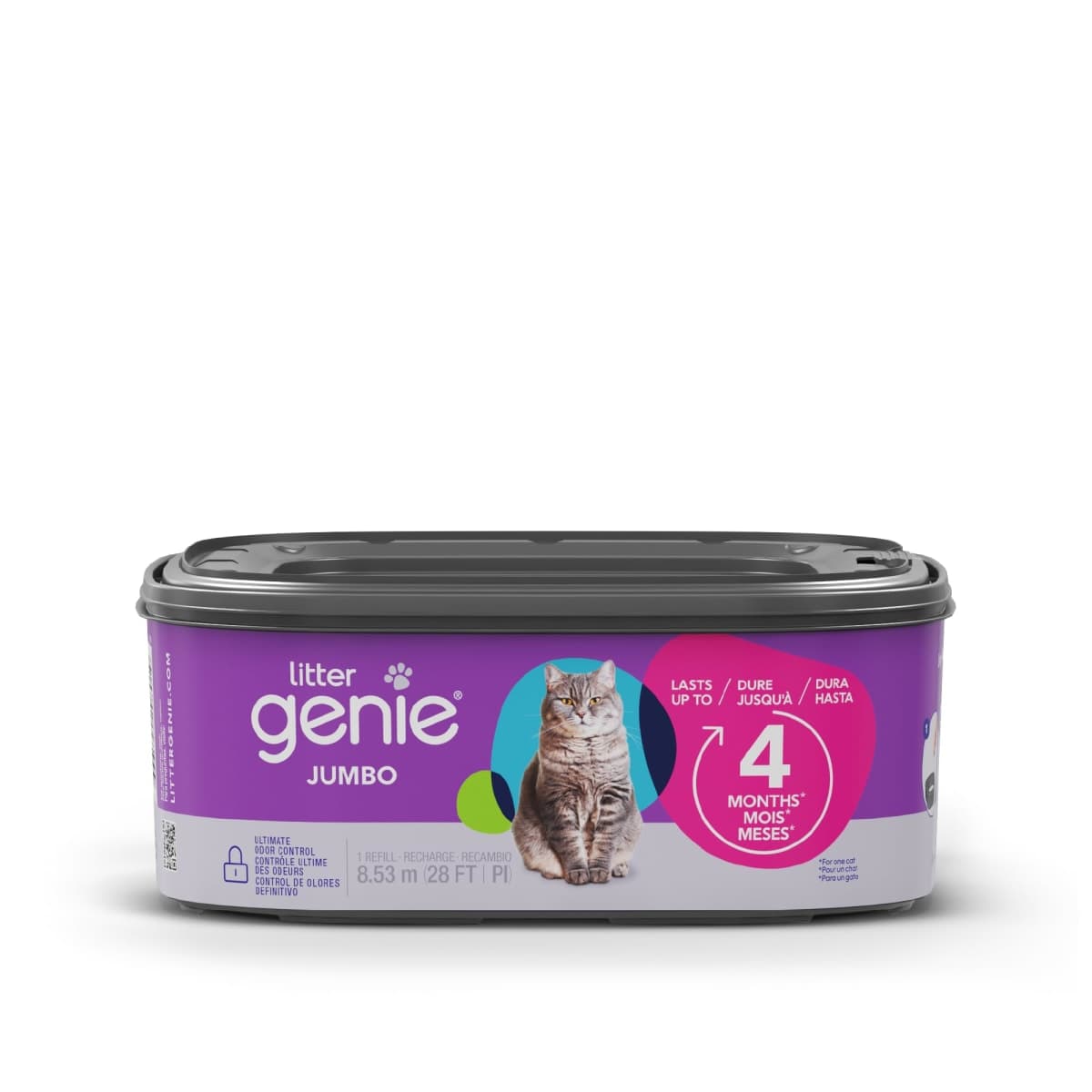 Litter Genie Jumbo Refill Bag - Multi-Layer Refill Bags w/Up to 4 Months of Supply - Compatible w/Standard, Plus, Style, & XL+ Litter Genie Pails