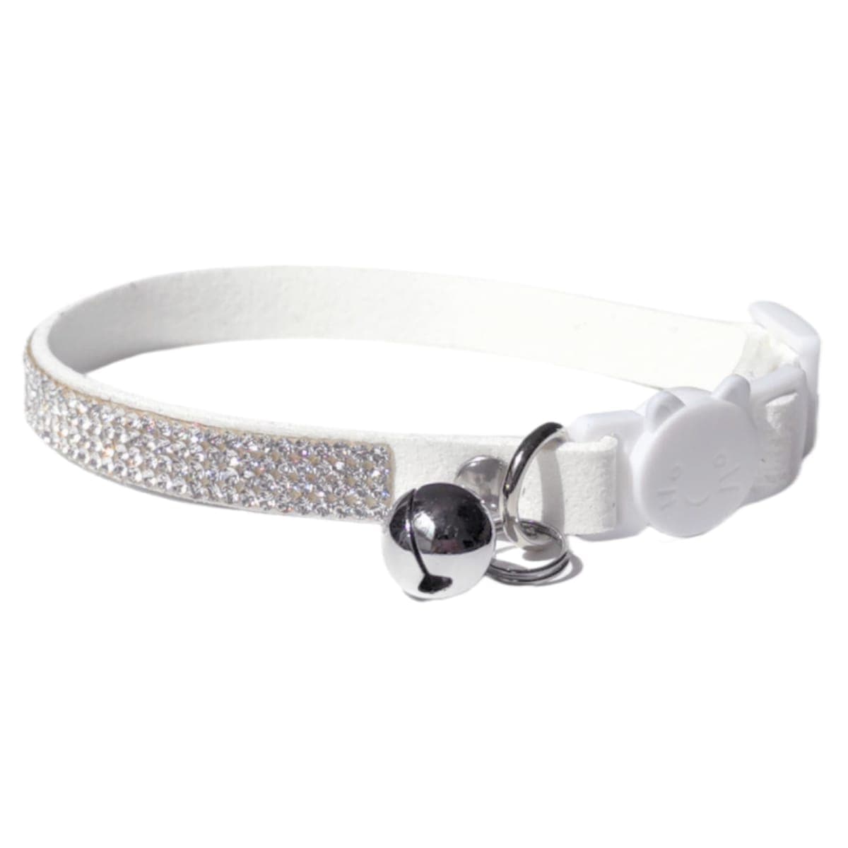 Rhinestone Cat Collar Breakaway with Bell Safety Buckle, Adjustable Diamond Girl Boy Kitty Cute Comfy Collar for Kitten Tiny Little Pets Rabbits, 6"-9" White Extra Small