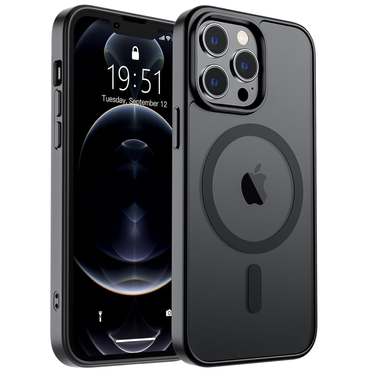 SUPFINE Magnetic for iPhone 12 Pro Max Case (Compatible with MagSafe) (Military Grade Drop Protection) Slim Translucent Matte Shockproof with Anti-Fingerprint Phone Case,Black