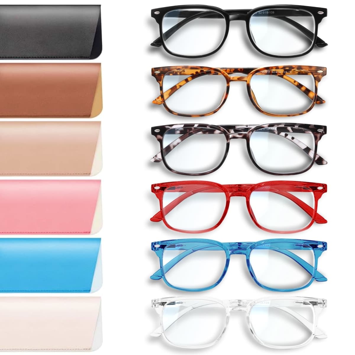 NOVIVON Reading Glasses +1.5 with 6 Cases – Blue Light Blocking Readers for Women & Men, Computer eye glasses, Cheaters