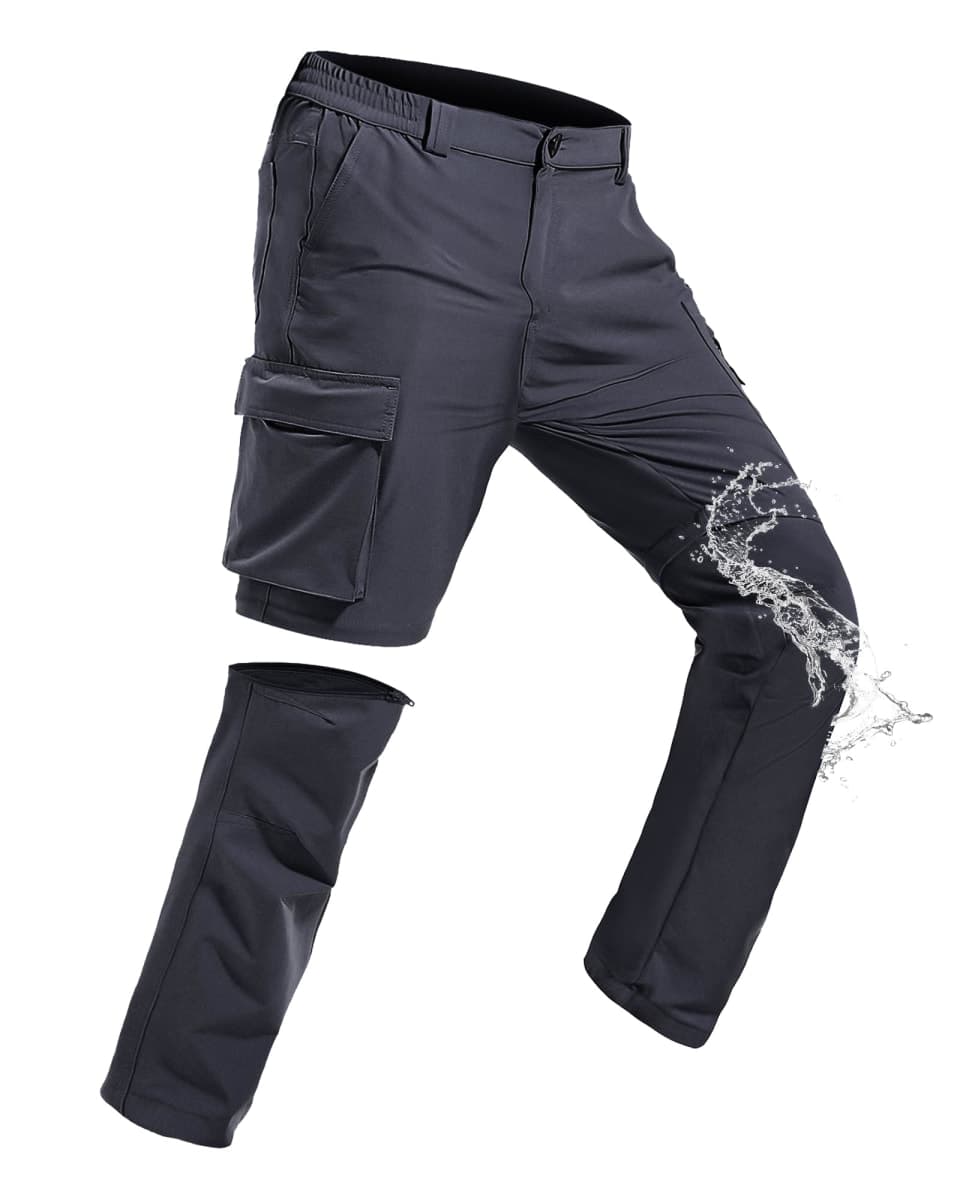 Men's Hiking Convertible Pants Quick Dry Lightweight Zip Off Cargo Pant Waterproof Fishing Shorts for Outdoor,Safari,Camping, Dark Gray, 40W x 30L