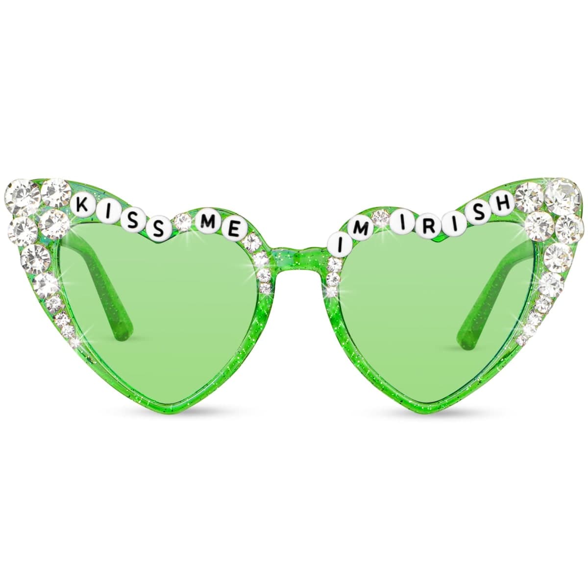 St. Patrick's Day Glasses - Irish Shamrock Sunglasses Glitter Green, Leprechaun Costume Accessories for St. Patrick's Day Party Favors Supplies