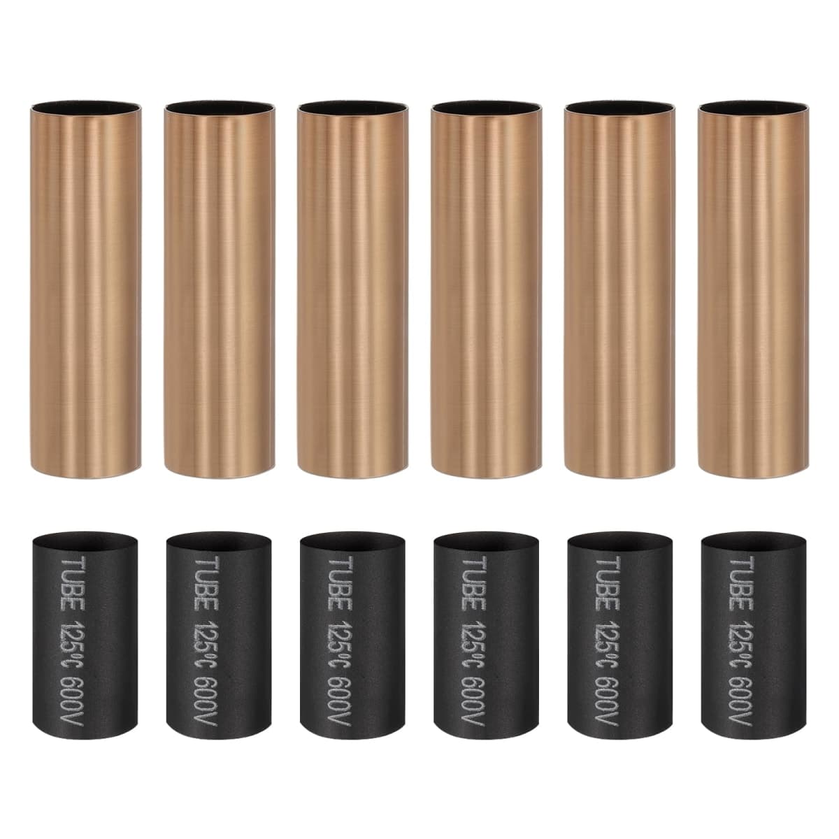 PATIKIL 3" Tall Candle Covers Sleeves, 6Pcs Metal E12 Chandelier Socket Sleeves with Insulation Heat Shrinkable Flame Retardant Tube Bulb Light Base Holder for Lamps, Red Bronze