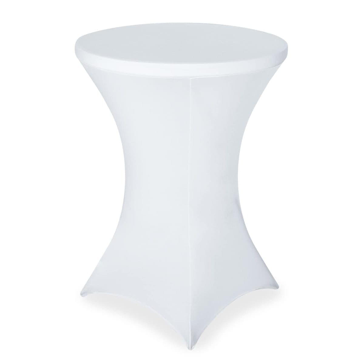 FestiCorp Spandex Table Cover, Cocktail Fitted Tablecloths, Round Highboy Stretch Table Covers Cloths for Party, DJ, Bar, Wedding, Birthday, Banquet, White, 30"-32" Diameter x 40"-43" Height