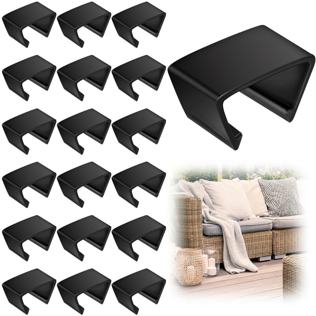 Blulu 10 Pieces Patio Furniture Clips Outdoor Furniture Sofa Clips 2.4 D x 1.4 W x 1.22 H Rattan Clamps Wicker Chair Fasteners, Connect The Sectional or Module Couch