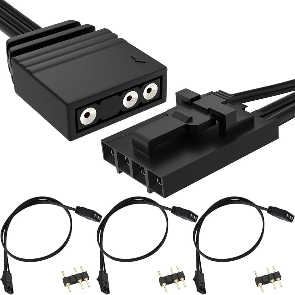 DKARDU 4 Pin to 3 Pin RGB Adapter Cable for Corsair RGB, 5V 3Pin ARGB Device Connector Cord, Lighting Node CORE, Commander CORE and iCUE Commander CORE-XT, Smart Lighting (10cm/3.94in, 3pcs)