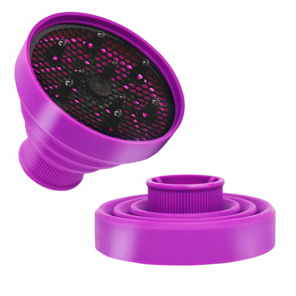 WAJIAYON Universal Collapsible Hair Dryer Diffuser Attachment-Foldable Portable Travel and Easy Storage Hair Diffuser Fit Most Hair Dryers with Nozzle Diameter D-1.575Inch to 1.968 Inch (4-5cm)-Purple