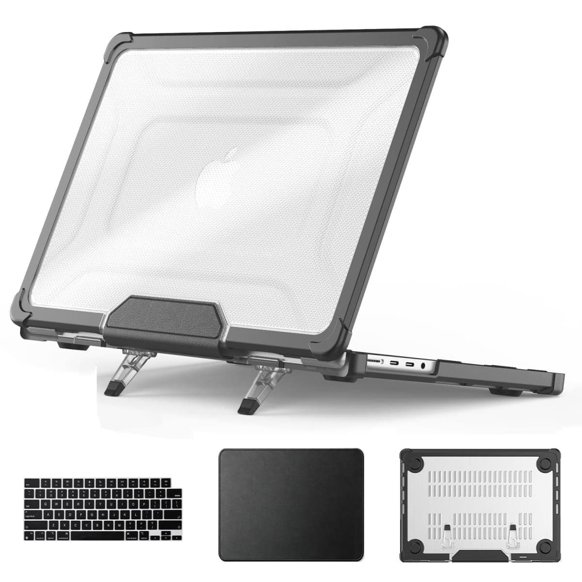 HXCASEAC Compatible with MacBook Pro 14 inch Case 2026 2025 2024 2023 2021,Anti-Scratching Protective Hard Cover with Foldable Stand M5 M4 M3 M2 M1 (A3426 A3434 A3401 A3112 A2918 A2992 A2442), Black