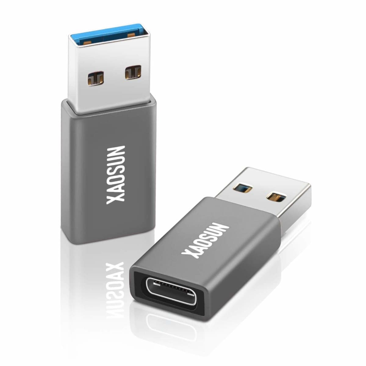 XAOSUN [10Gbps] USB C Female to USB Male Adapter (2-Pack), 3.1 USB A to C Adapter, One-Sided SuperSpeed Data Sync & 100W Fast Charging for iPhone 17/16 Plus Pro Max, Laptop, Charger, Quest Link, etc.