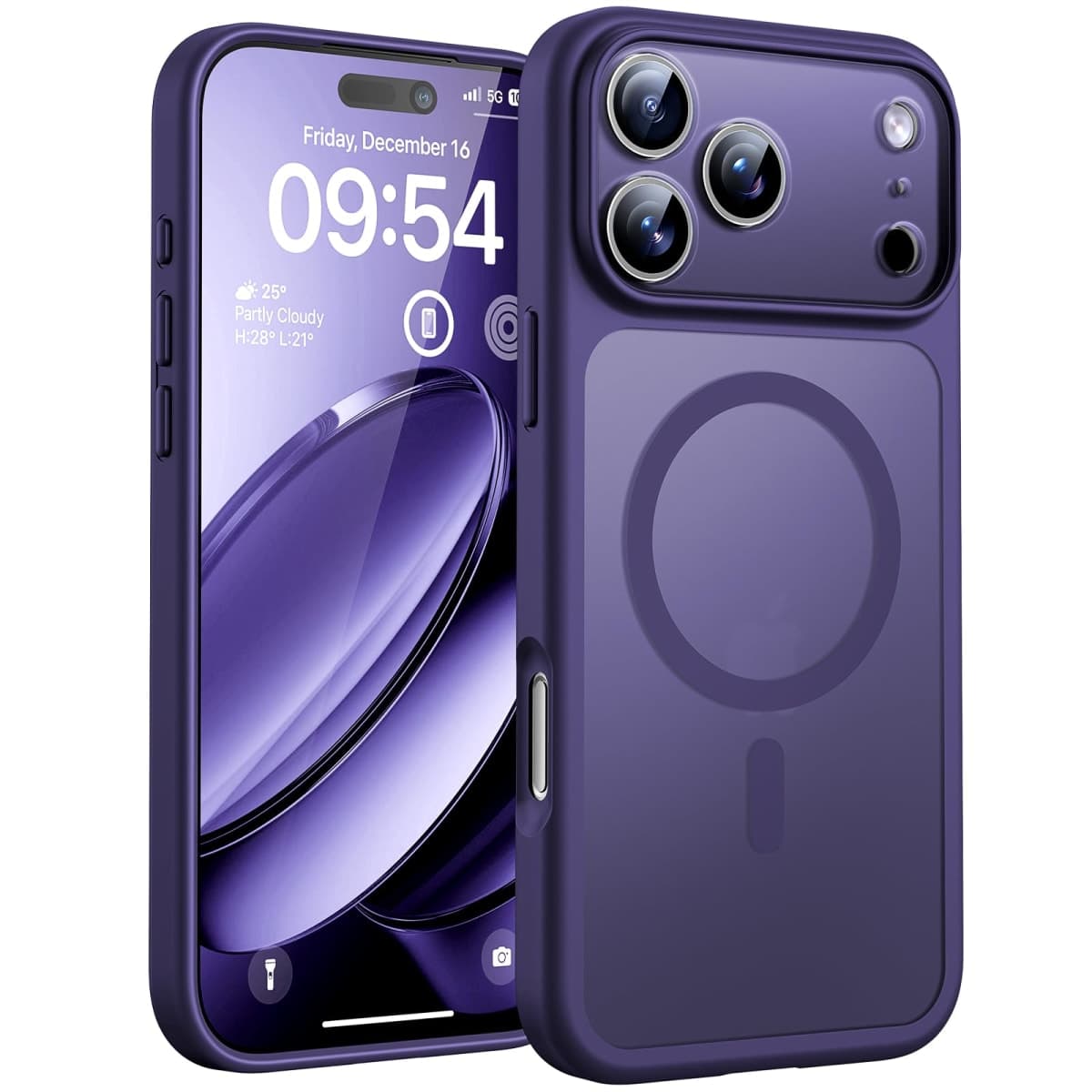 TOCOL for iPhone 17 Pro Max Case, Full Camera Protection, Built-in Magnetic Ring, Compatible with Magsafe, Drop Protection, Translucent Matte Phone Case for 17 ProMax 6.9 inch (Midnight Purple)