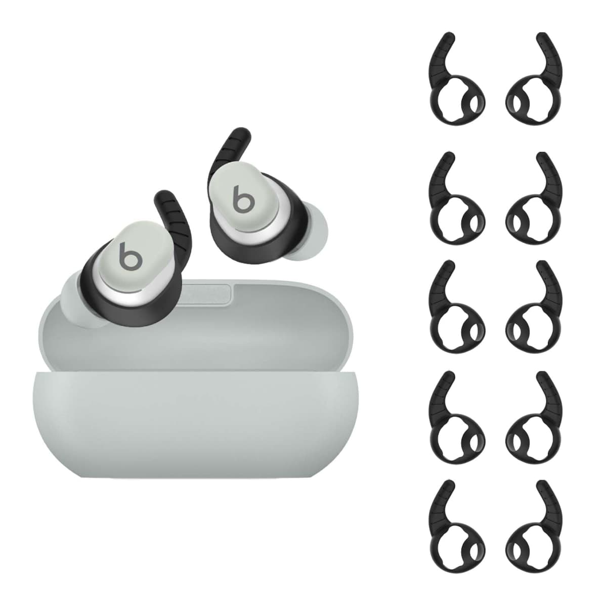WADVCU Ear Hooks for Beats Solo Buds, 5 Pairs Ear Hook Compatiable with Beats Solo Bud 2024 Silicone Accessories Anti-Slip Ear Covers Holder [Not Fit in The Charging Case](Black)