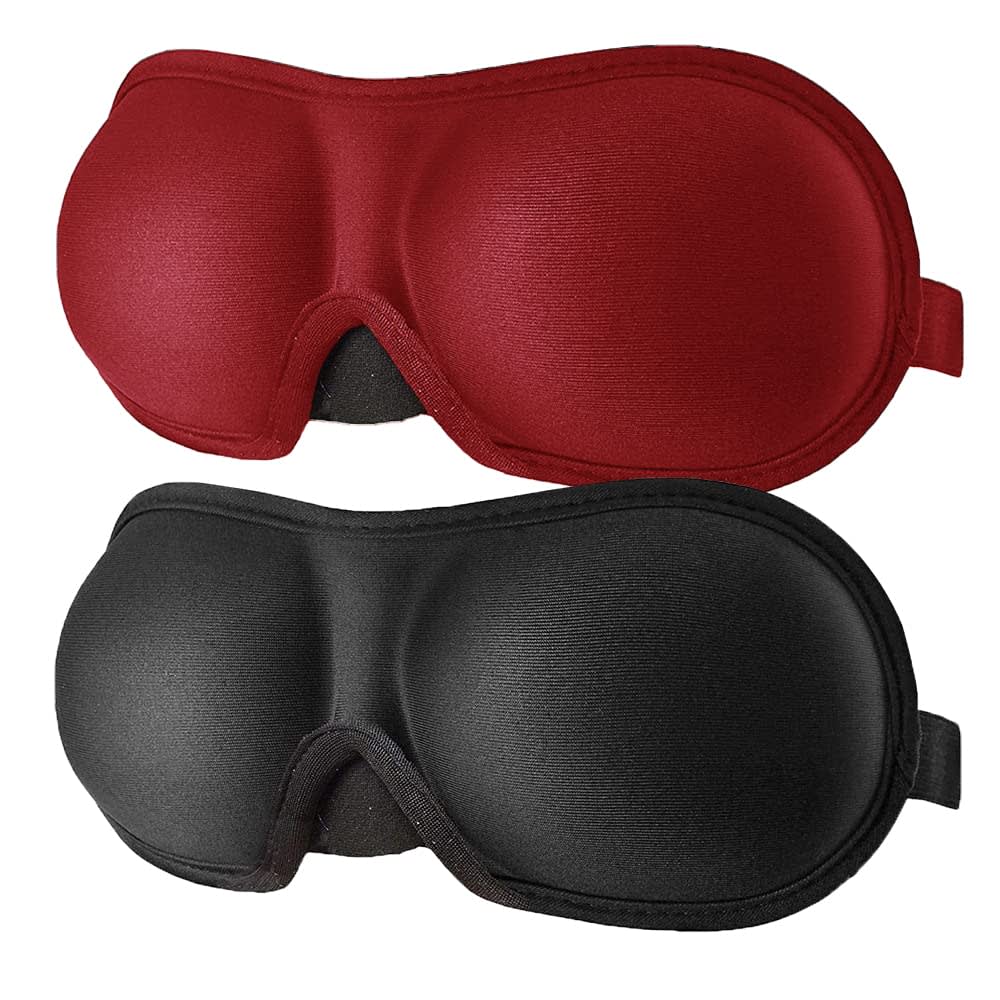 3D Eye mask for Sleeping,Machine Washable, Sleep Mask for Women, Blinder Blindfold Airplane with Travel Pouch (Black +Purple)