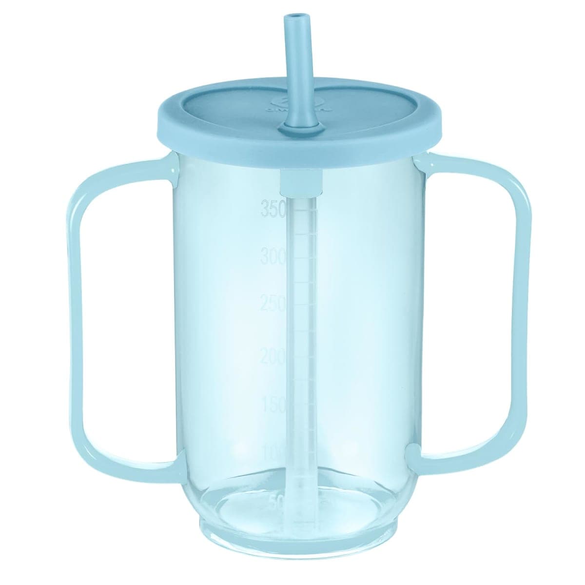 Sliner Adult Sippy Cups for Elderly 12 oz Straw Sippy Cups with 2 Handles No Spill for Adults Spill Proof Dysphagia Cup for Disabled Patients(Blue)