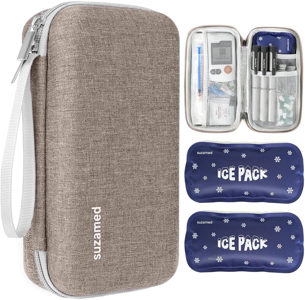 suzamed Insulin Cooler Travel Case,EVA Insulation Travel Medicine Kit with Temperature Display for Diabetes Care,Insulin Pen and Other Diabetic Supplies (Purple-Temp)