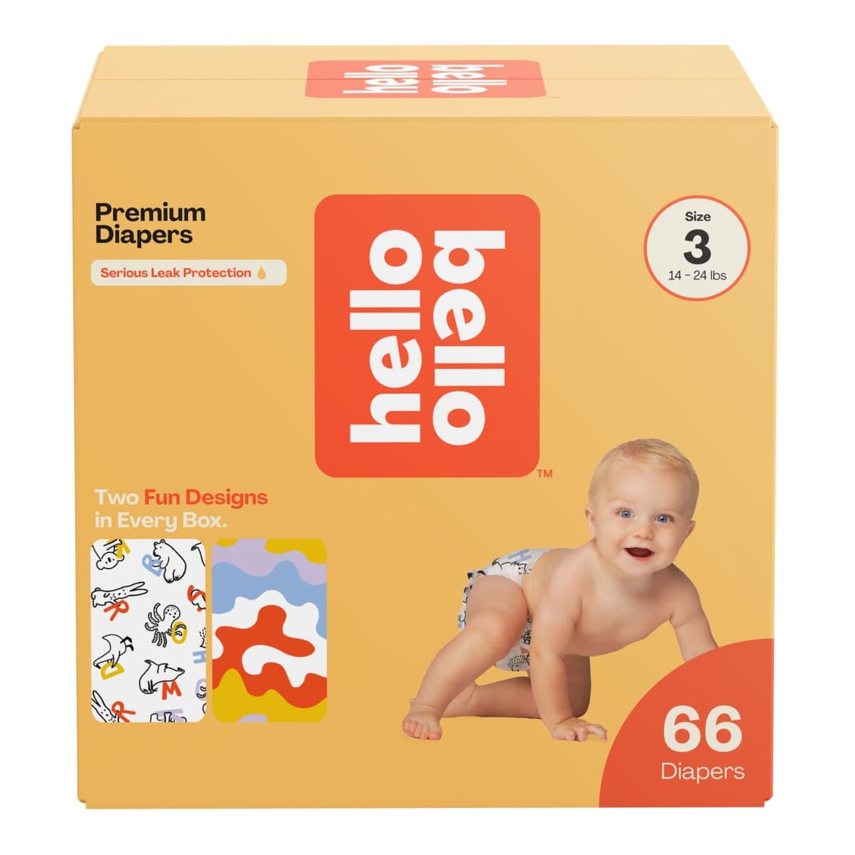 Hello Bello Premium Diapers Size 3, Capital Critters & Get in The Groove Designs, 66ct Club Box