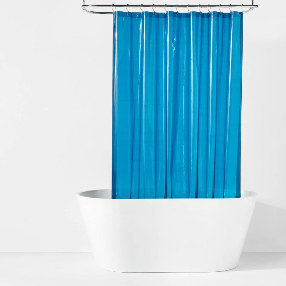 70"x71" Lightweight Color Shower Liner Blue - Room Essentials™: PEVA Material, Buttonhole Top, Easy to Clean