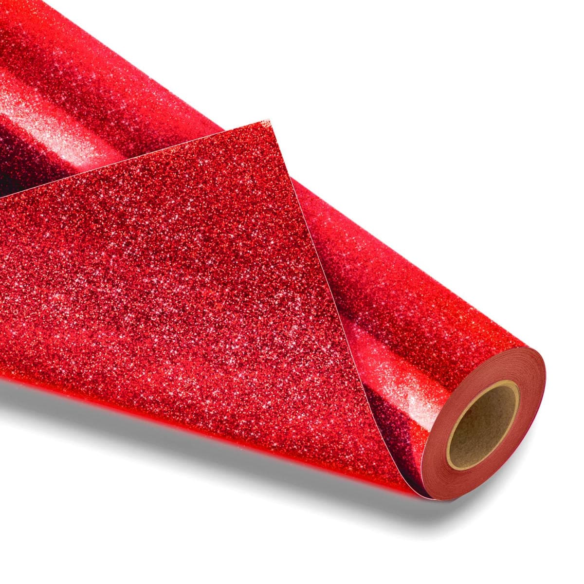 VinylRus Red Glitter HTV Heat Transfer Vinyl Roll-12" x 10ft Red Glitter HTV Vinyl for T-Shirt Clothing Bags,Glitter Iron on Vinyl for All Cutter Machine - Easy to Cut and Weed