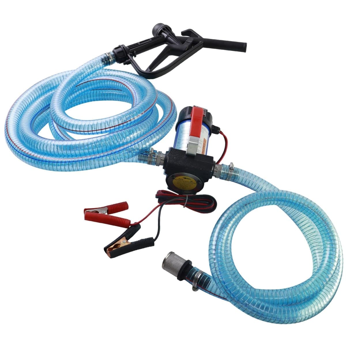 CREFITECH Diesel Fuel Transfer Pump Kit, 12V 10 GPM DC with Automatic Shut-off Nozzle and Hose, Portable Electric Self-Priming Fuel Extractor Pump, for Diesel, Kerosene, Machine Oil (12V 10GPM)