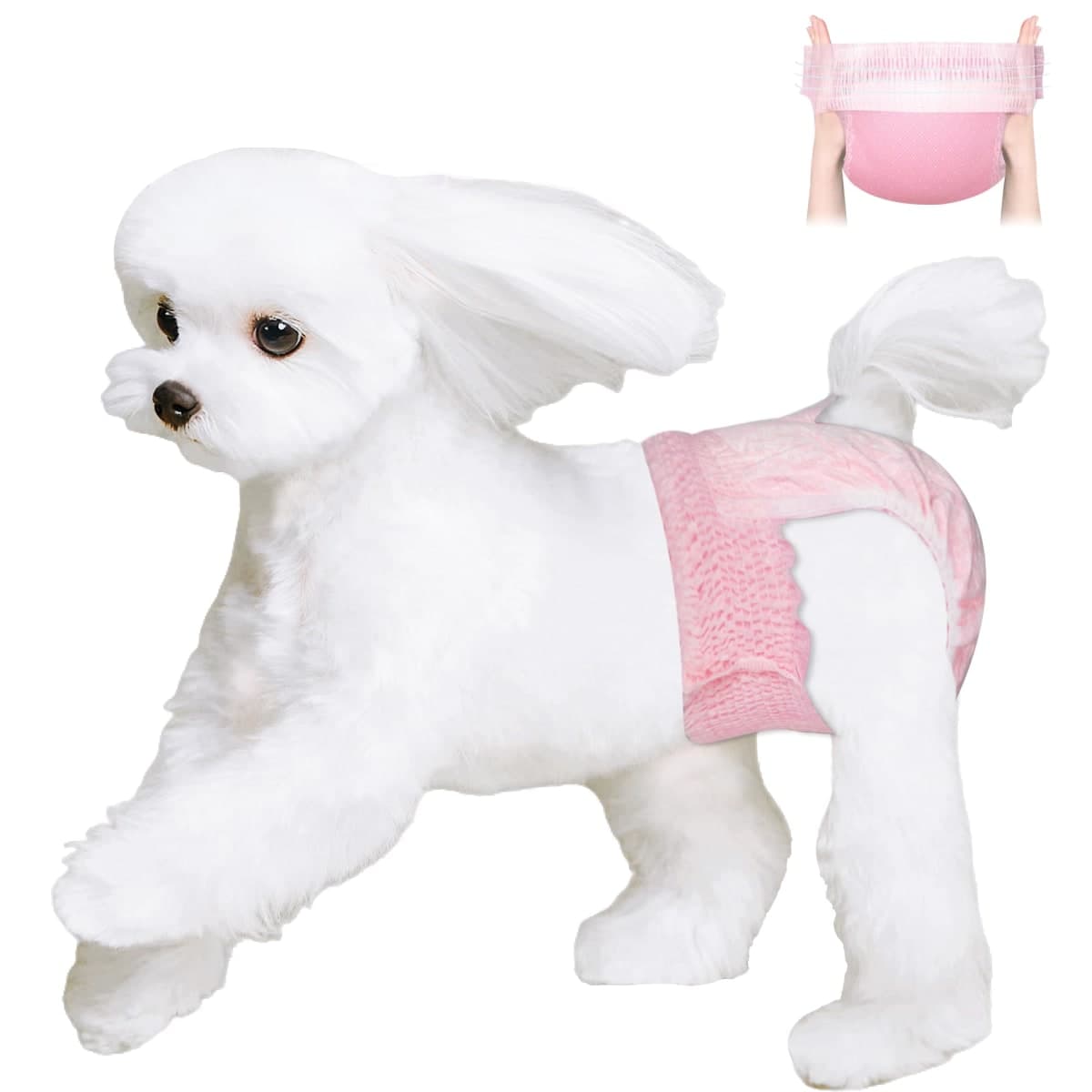 Ambreview Disposable Dog Diapers Female, Just Pull It Up, Doggie Diapers for Female Dogs, Strong Absorbency | Leak Proof, for Dogs in Heat | Elderly | Disabled, S 30 PCS