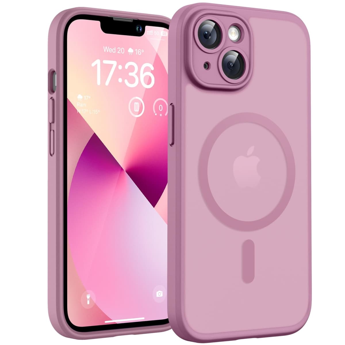 TOCOL Magnetic for iPhone 13 Case, Upgraded Full Camera Protection, Compatible with Magsafe, 15FT Drop Protection, Translucent Matte Back Phone Cover 6.1 inch (Lilac Purple)