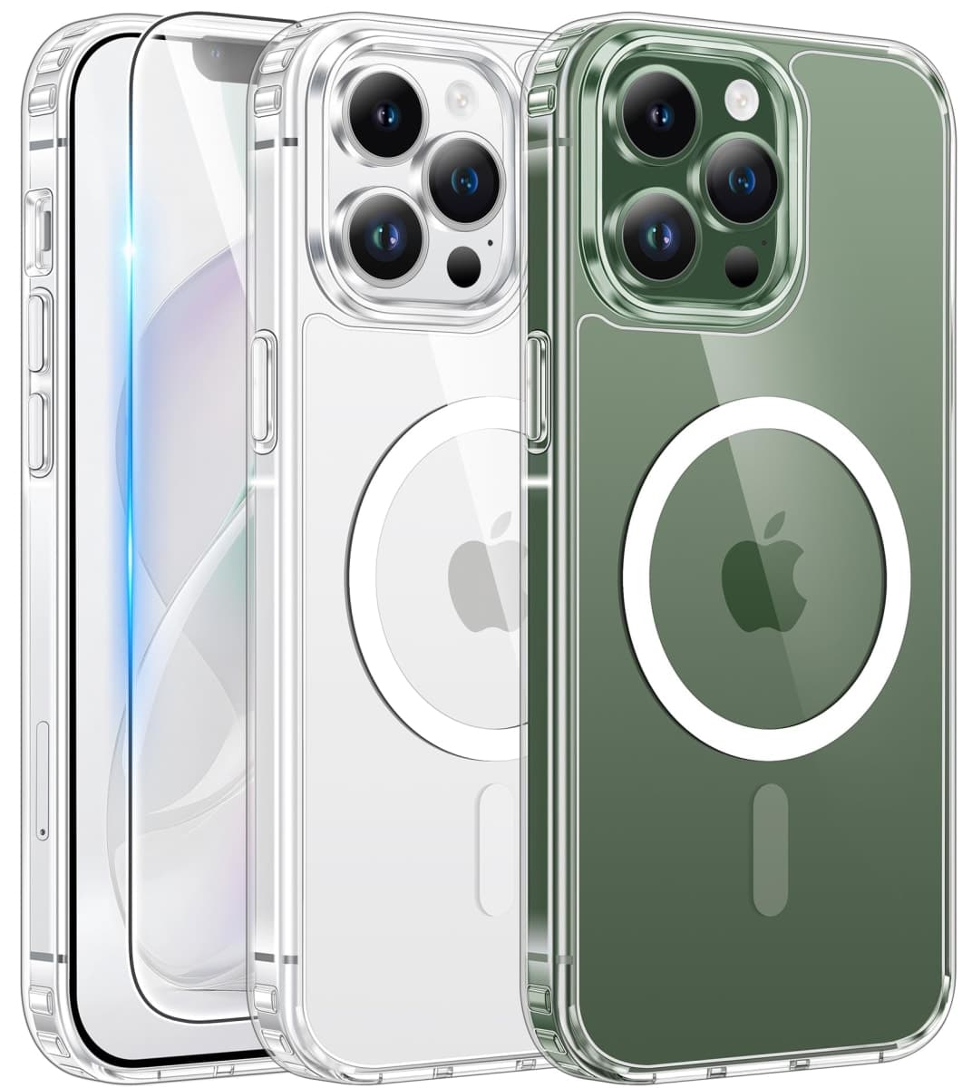 FNTCASE for iPhone 13 Pro Case: Magnetic Anti-Yellowing Slim Clear Phone Case | Military Grade Protective & Shockproof Drop Protection Thin Transparent Cover(Clear)