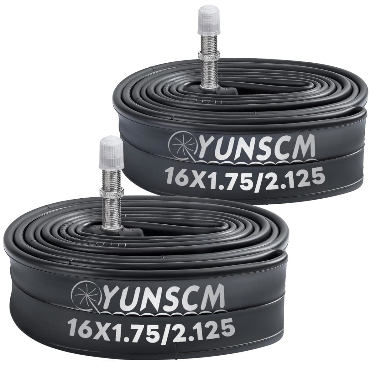 YUNSCM 2-PCS 16" Bike Tubes 16x1.75/2.125 TR4A-40mm Valve 16" Bicycle Inner Tubes Compatible with 16 x 1.75 16x1.90 16x1.95 16x2.0 16x2.10 16 x 2.125 Bike Bicycle Tire Tubes