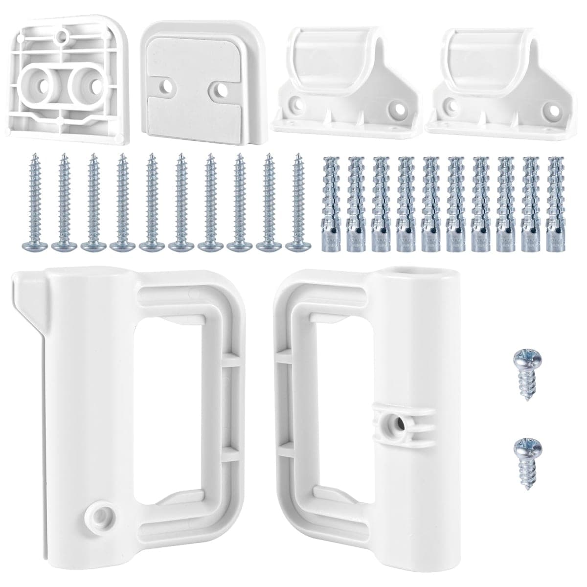 Baby Gate Replacement Parts Kit, Baby Gate Hardware Baby Gate Wall Mounting Kit Dog Gate Accessories with Brackets Hooks Latches Screws for Mesh Gate Retractable Dog Gate