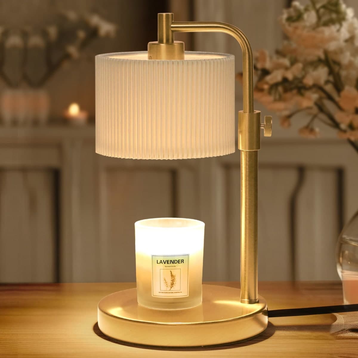 NITOWOLF Candle Warmer Lamp with Timer, Candle Wax Warmer Adjustable Height Candle Lamp Warmer for Jar Candles, House Warming Gifts Home Decor Gifts for Women (Gold)