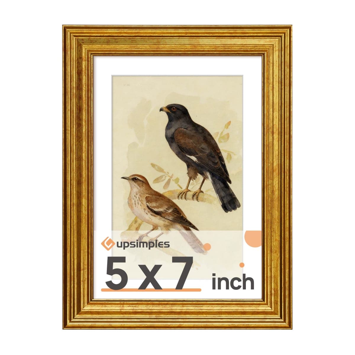upsimples Vintage 8x8 Picture Frames, Antique Gold Frames Display 4x4 with Mat or 8 x 8 Without for Wall or Tabletop Decor, 1pack