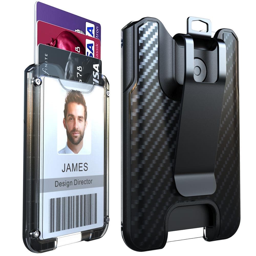LIUGX Badge Holder/Card Holder/Portable Wallet with Metal Clip - Durable Polycarbonate ID/Credit Card Holder (Holds 1to 4 Cards) for Office, Laborer, Police, Work, Dark Blue, Rugged badge holder for 4