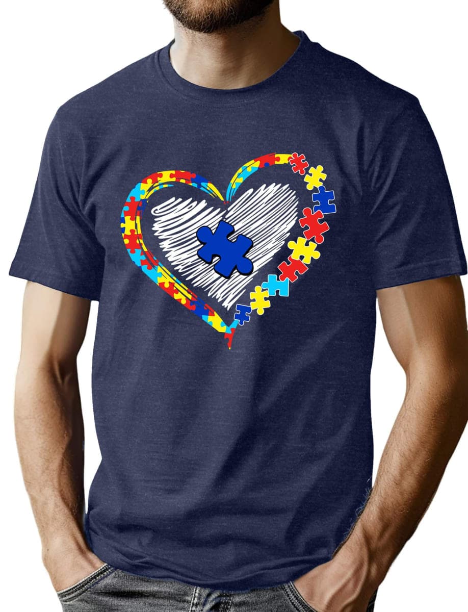 Autism Awareness Shirt Men Autism Acceptance T Shirt Autistic Support Shirts Puzzle Graphic Tee Short Sleeve Tops, Darkblue, XX-Large