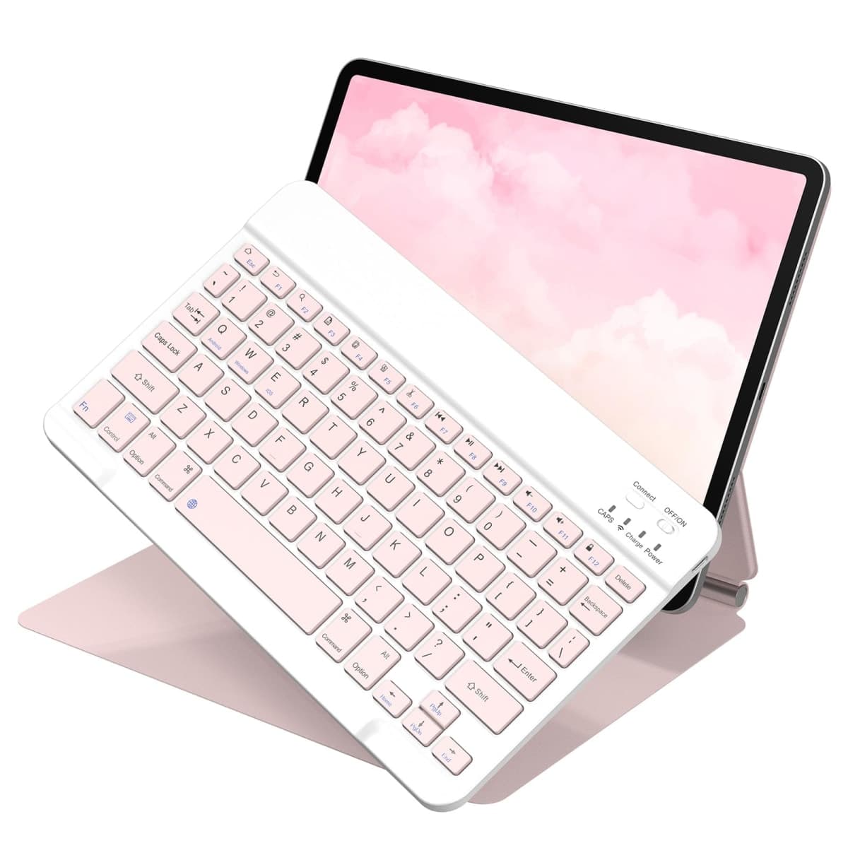 Wireless Keyboard for iPad 10th Generation, iPad Pro‌ 13/12.9/11 Inch, iPad Air‌/Mini‌, Samsung Galaxy & Fire Tablets, etc. Slim Portable Travel Office Computer Keyboards -Pink
