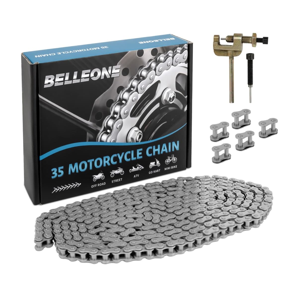 #35 Chain for Go Kart Mini Bike - #35 Roller Chain for Go Cart Go-Kart Go-Cart Mini-Bikes, 10 Feet, 320 Links, Come with Free Master Connecting Link