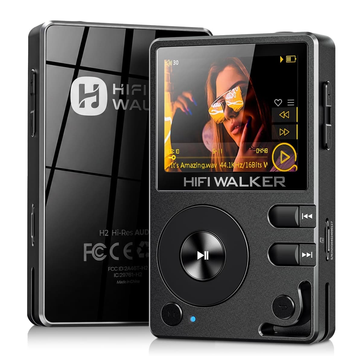 HIFI WALKER H2 HiFi MP3 Player with Bluetooth, Lossless DSD DAC FLAC, High Resolution Music Player, Portable Audio Player with 128GB Memory, Supports up to 512GB