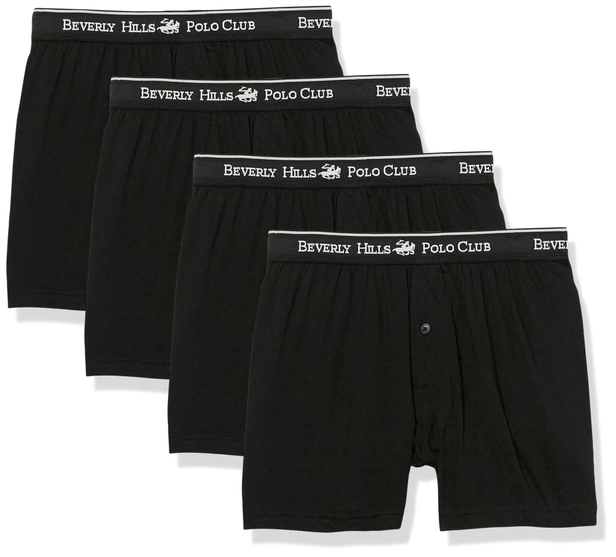 Beverly Hills Polo Club Men's 4 Pack Knit Boxer Shorts Black