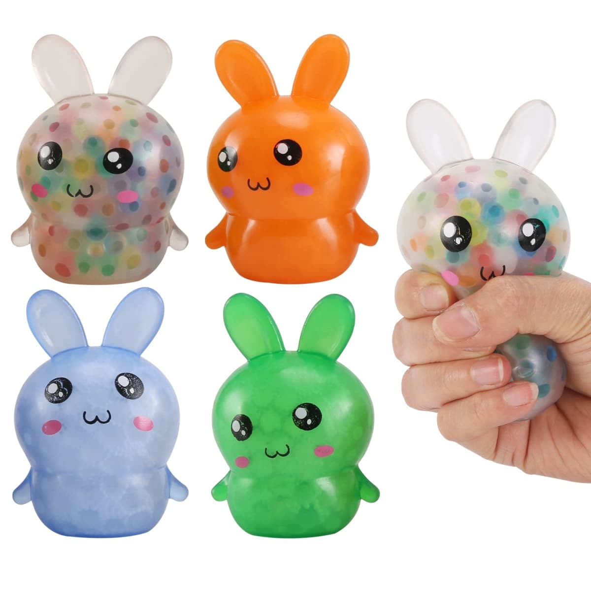 Easter Basket Stuffers,Easter Basket Essentials,4pcs Squishy Easter Bunny Stress Balls for Adults,Easter Stress Relief Fidget Balls,Easter Party Favors Easter Basket Ideas Gifts (4pcs-B)
