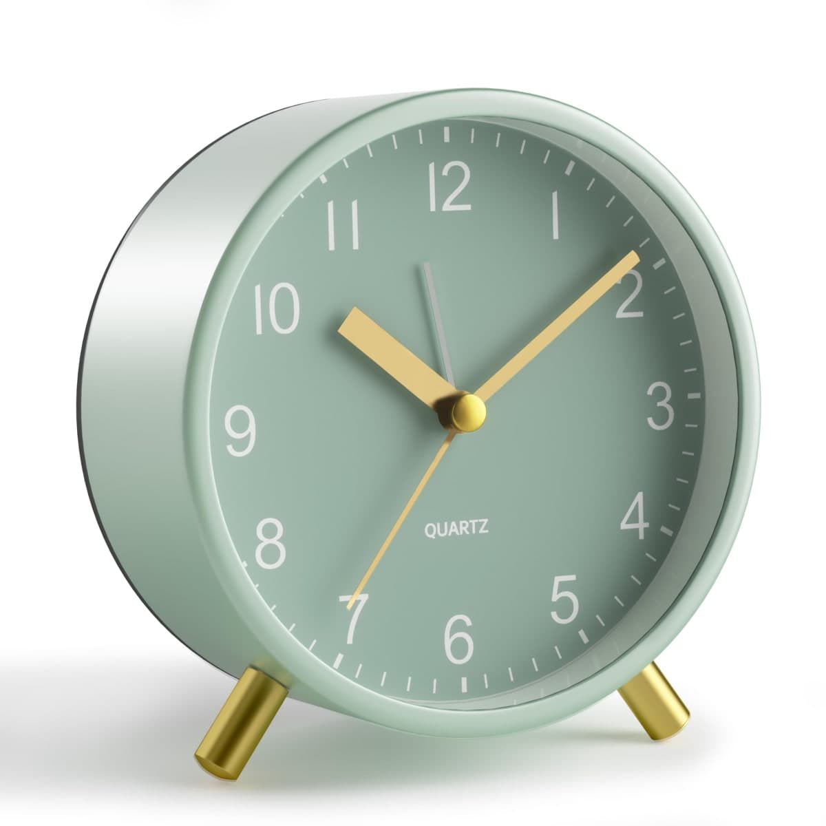 Analog Alarm Clock, 4 inch Super Silent Non Ticking Small Clock with Night Light, Battery Operated, Simple Design, Easy Setting for Office, Bedroom, Bedside, Desk, Teens, Elders, Adult