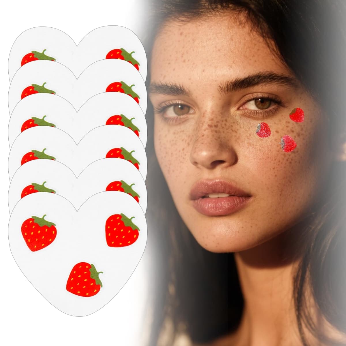 Boko 6Pcs Red Strawberry Speckles Temporary Tattoos