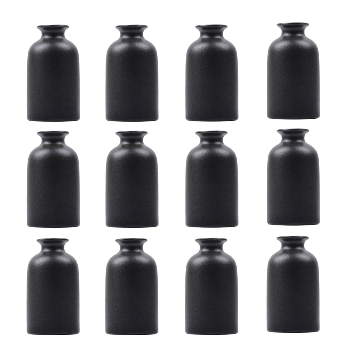 12 Pack Black Bud Vase, Modern Boho Small Vases for Dry Flowers, 5in Mini Ceramic Bud Vases for Home Decor, Centerpieces in Bulk, Mini Flower Vases for Wedding, Home, Table, Party Decor