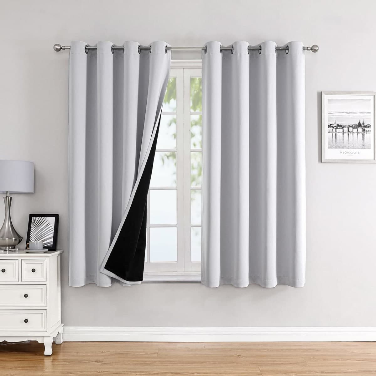 ChrisDowa 100% Blackout Curtains for Bedroom 63 Inches Long 2 Panels Set