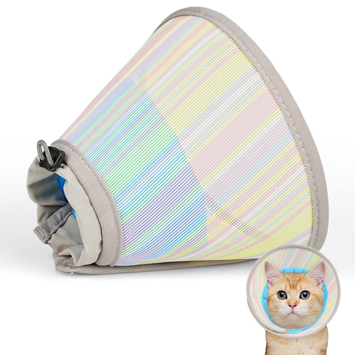 Supet Soft Cat Cone Collar to Stop Licking, Breathable Mesh Cone with Waterproof Liner Recovery Collar, for Kitten, Comfortable Elizabethan Alternative for Spay Neuter Grooming (M)