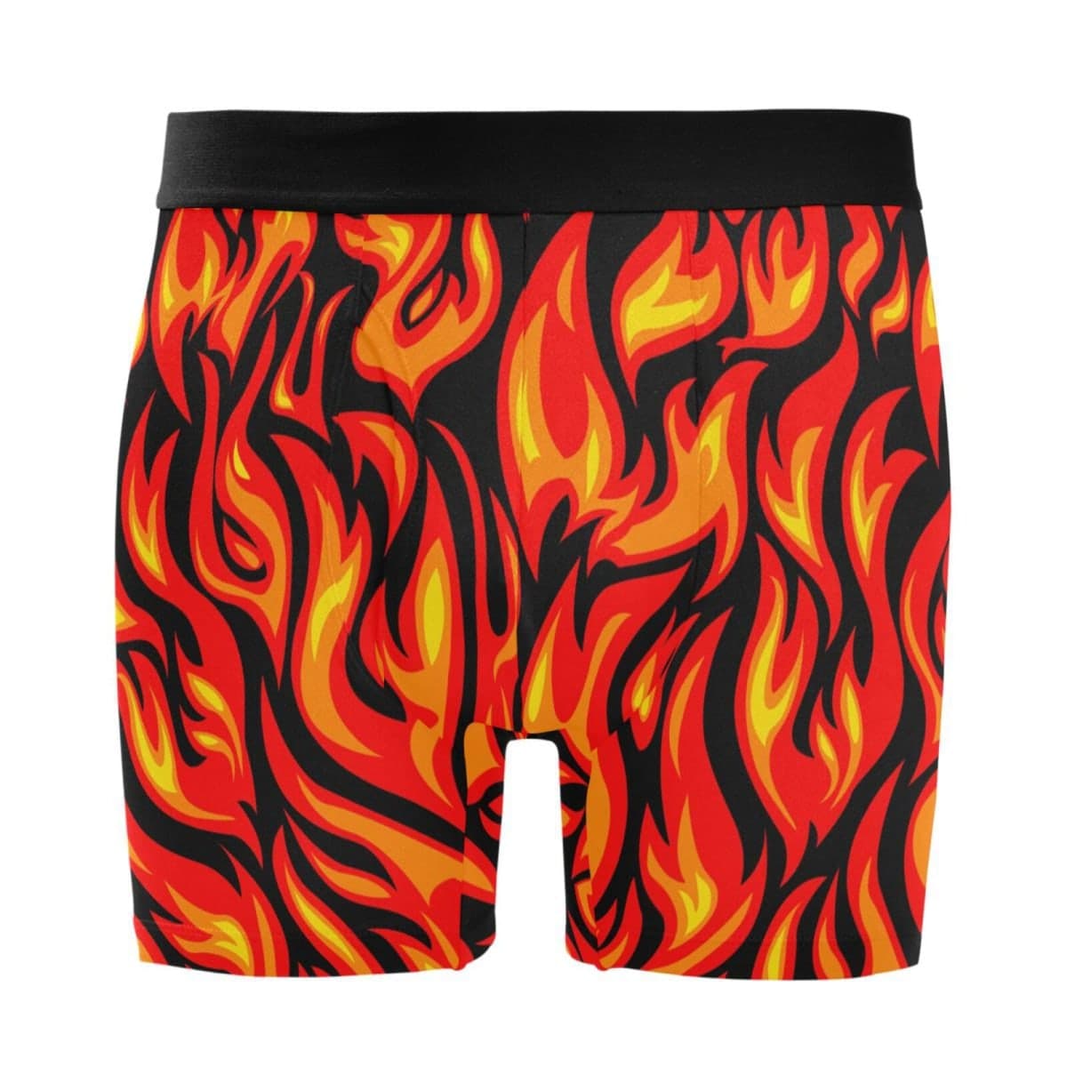 JHKKU Men's Fire Flame Boxer Briefs Comfort Stretch Underwear 4" Modern Fit Low Rise with Fly, XX-Large