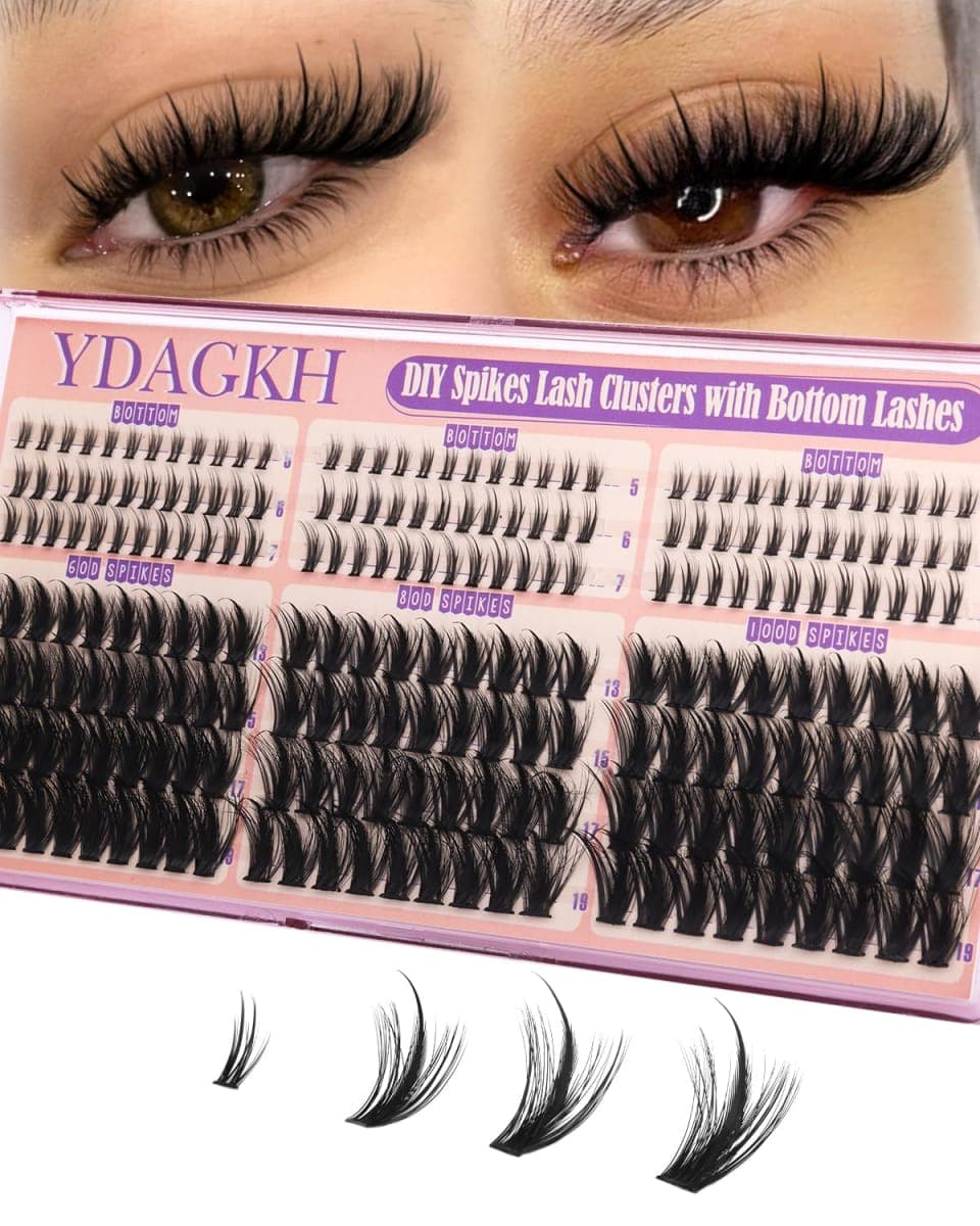 YDAGKH Spiky Lash Clusters 60D 80D 100D Volume Eyelash Cluster Spikes 5-19mm Mega Wispy Cluster Eyelash Extension with Bottom Lashes Fluff Spiky Individuals Eyelashes with Bottom Lash Clusters