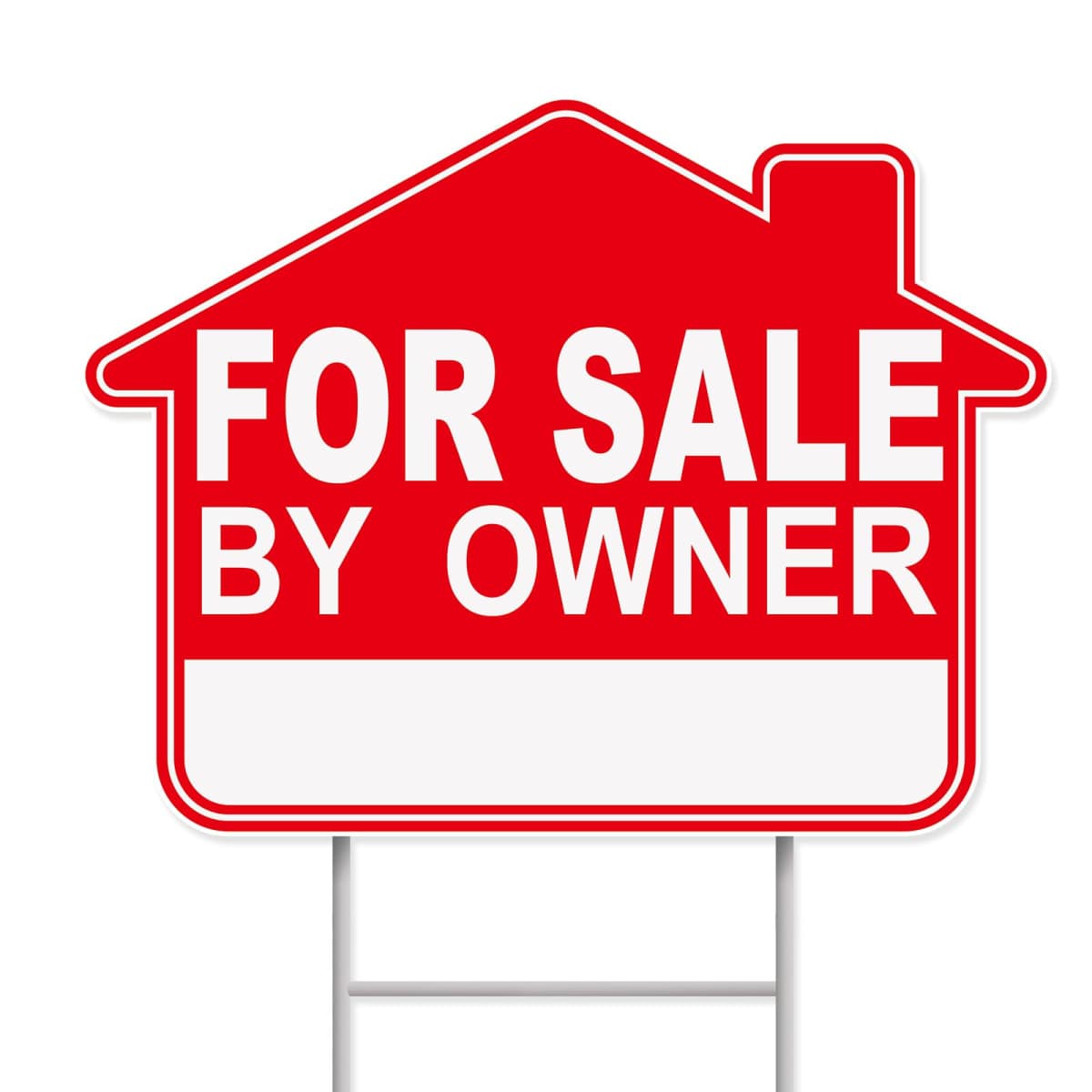 For Sale By Owner Yard Sign, 1-Pack 17"x13" Double-Sided, Corrugated Plastic, H-Stake Metal Stakes, Home for Sale Sign, Estate Sale Signs, Yard Sale Signs With Stakes, House for Sale