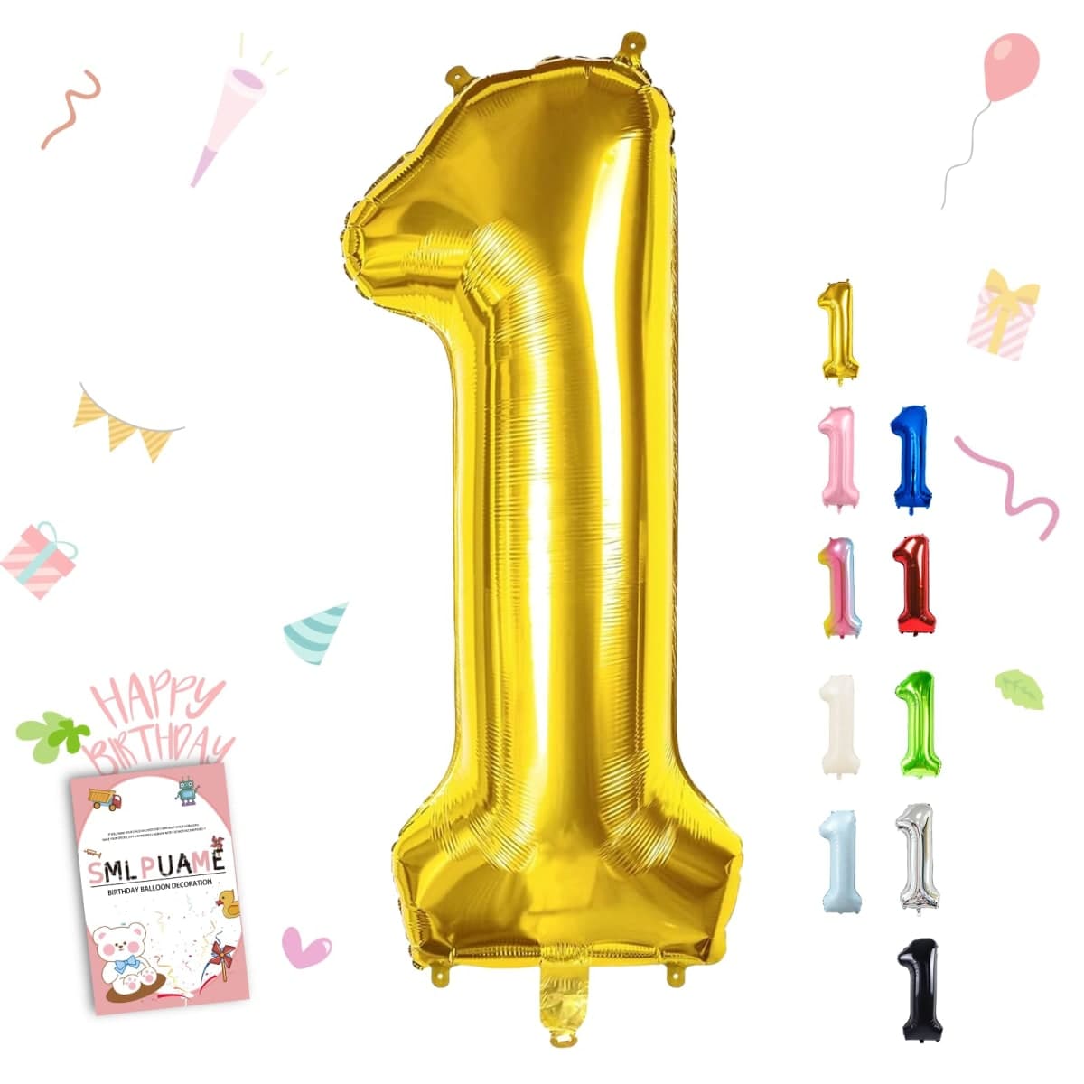 Smlpuame Gold Number 2 Balloons 40 Inch 0-9 Large Gold Balloons 2nd Birthday Balloon Helium Foil Balloon for Boys Girls Men Women Birthday Party Wedding Anniversary Baby Shower Decorations Supplies