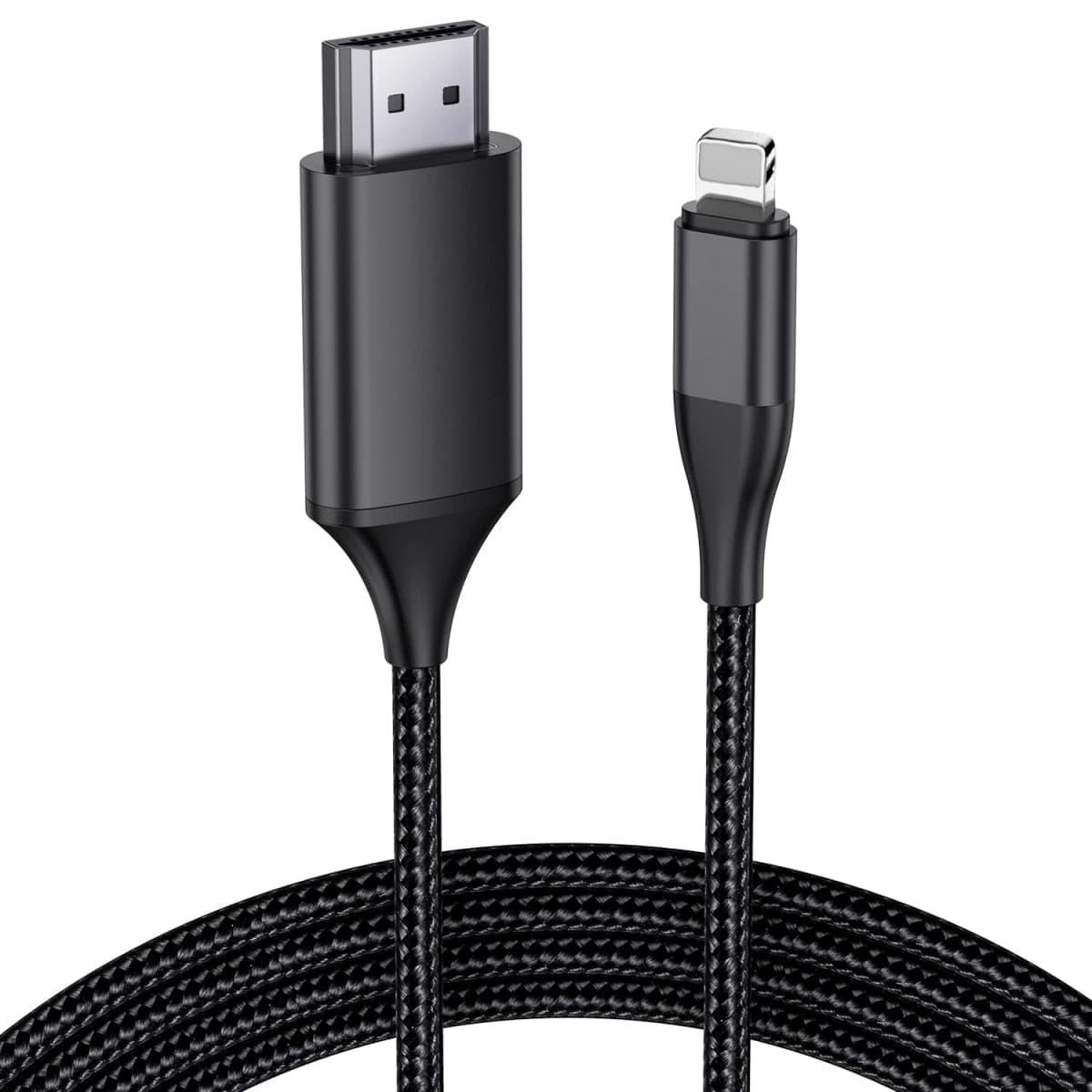 JUCONU HDMI Cable for iPhone, Upgraded 1080P HDTV HDMI Connector Adapter Cable, Digital AV Video Sync Screen Converter Cable Compatible with iPhone/i-Pad devices(2m, Black)