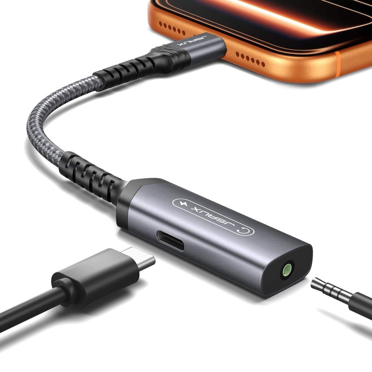 JSAUX USB C to 3.5mm Audio Jack Adapter+USBC Input, USB C Headphone Adapter
