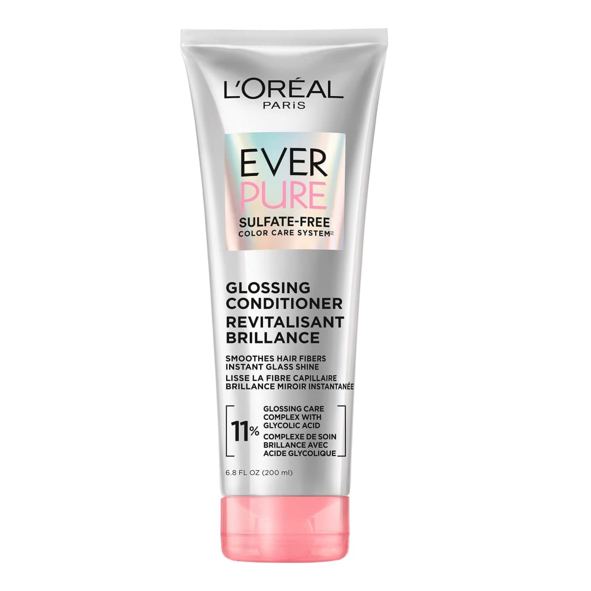 L'Oreal Paris Glossing Sulfate Free Conditioner, Hair Treatment for Glossy and Shiny Hair for Dull, Dry Hair, with Complex Glycolic Acid, EverPure, 200 ml