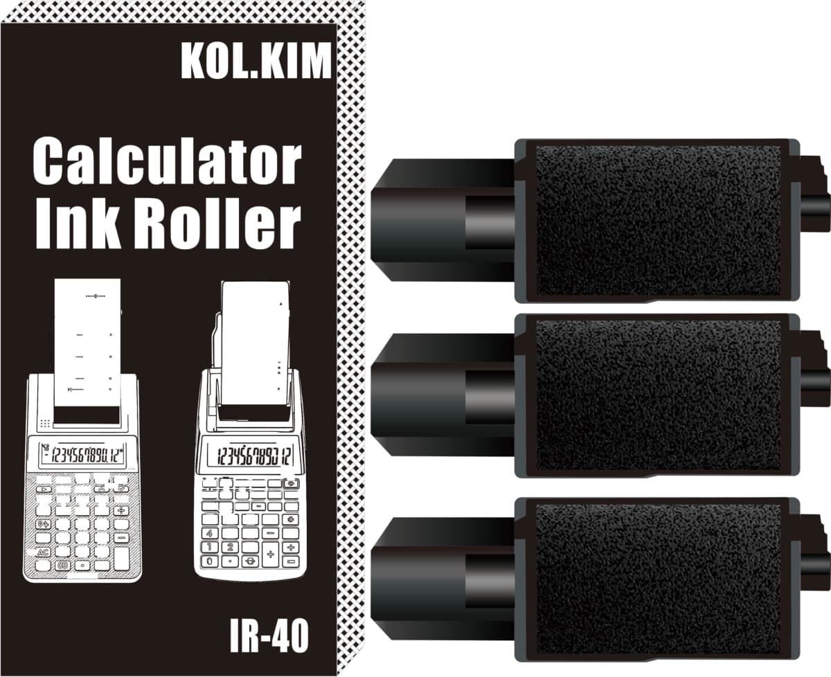 IR-40 Compatible Calculator Printer Ribbon Ink Roller Compatible for Casio HR-10RC HR-8TM Replacement Ink Rollers for Canon P1-DHV-3 P1-DH V CP16 IR40 IR30 NR40 PR40 IR40Bk IR-40B (Black, IR-40)