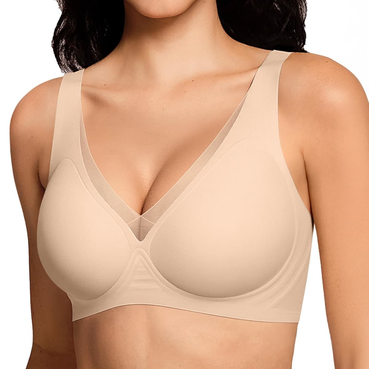 LetsJoli Jelly Bras for Women Lace Deep V Wireless No Underwire Comfortable